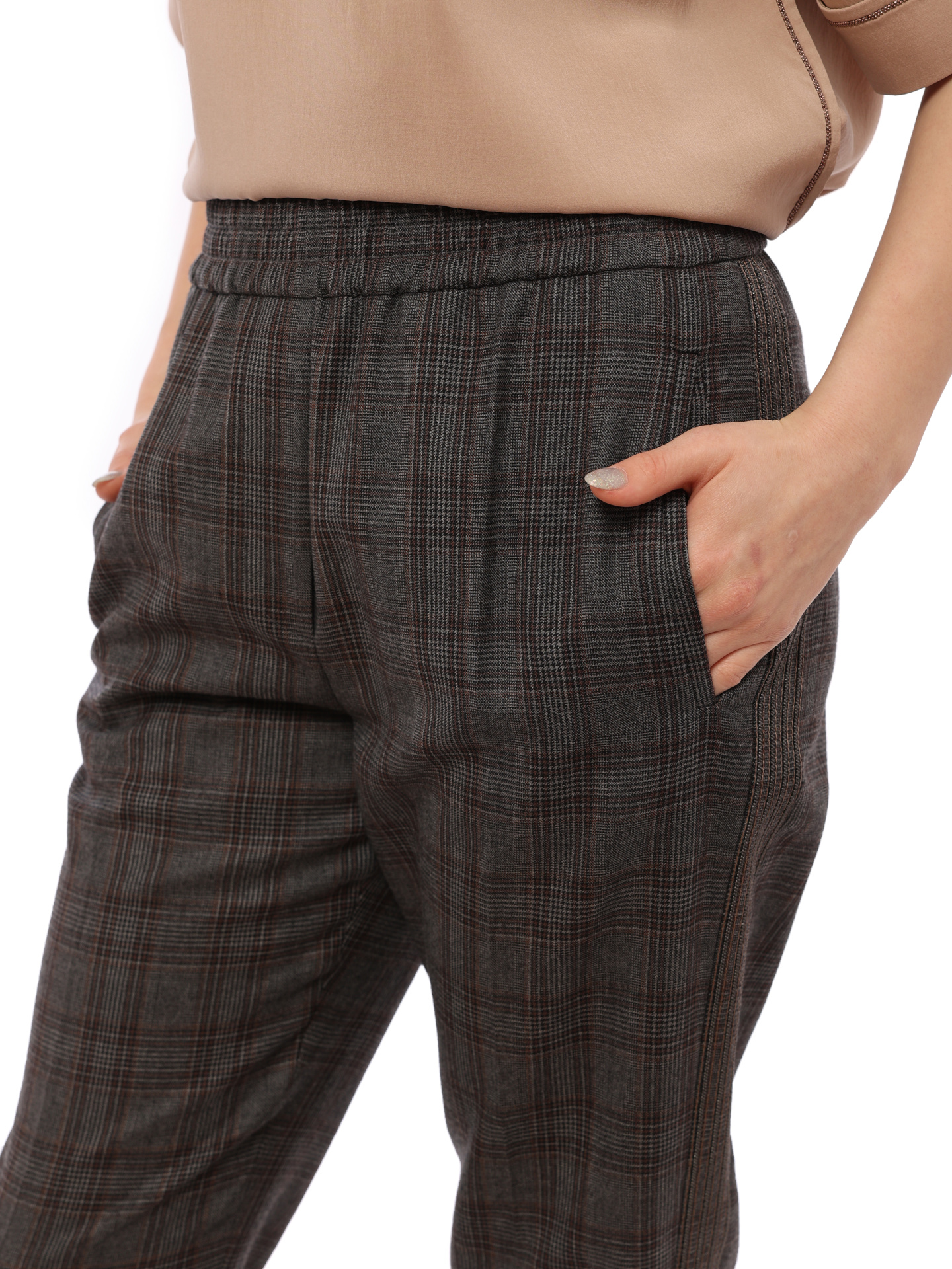 Брюки Brunello Cucinelli MA109P6692 клетчатые женские из шерсти — купить в интернет-магазине Verdistore