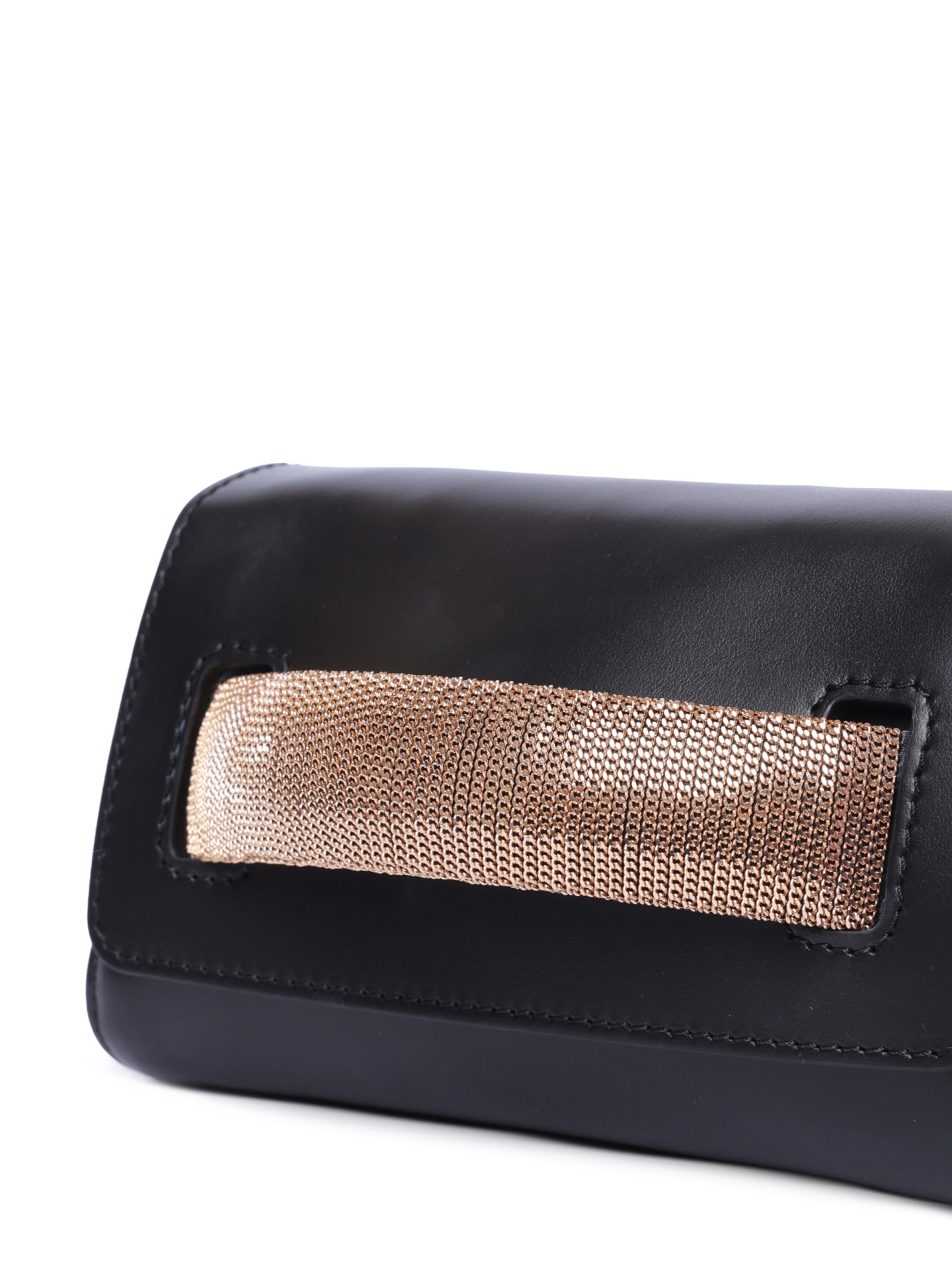 Клатч B02169 Gossip XS nappa nero / chain oro черная кожаная — купить в интернет-магазине Verdistore