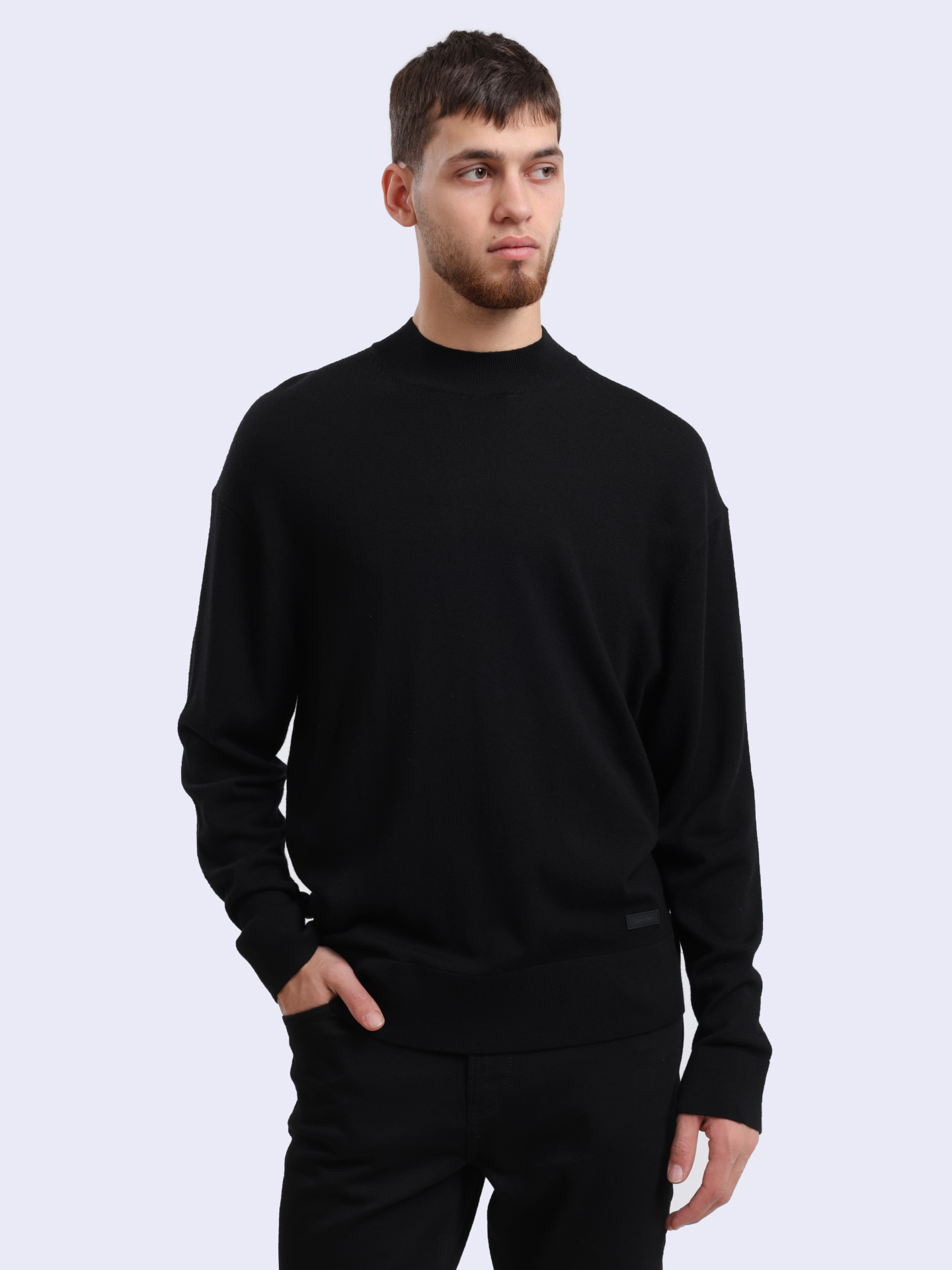 Свитер Calvin Klein K10K111942 черный мужской из шерсти — купить в интернет-магазине Verdistore