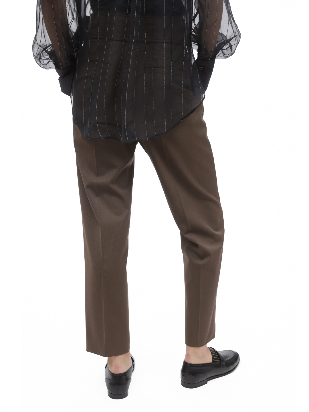 Брюки Brunello Cucinelli MB526P7383 C8504 коричневые женские с широким поясом — купить в интернет-магазине Verdistore