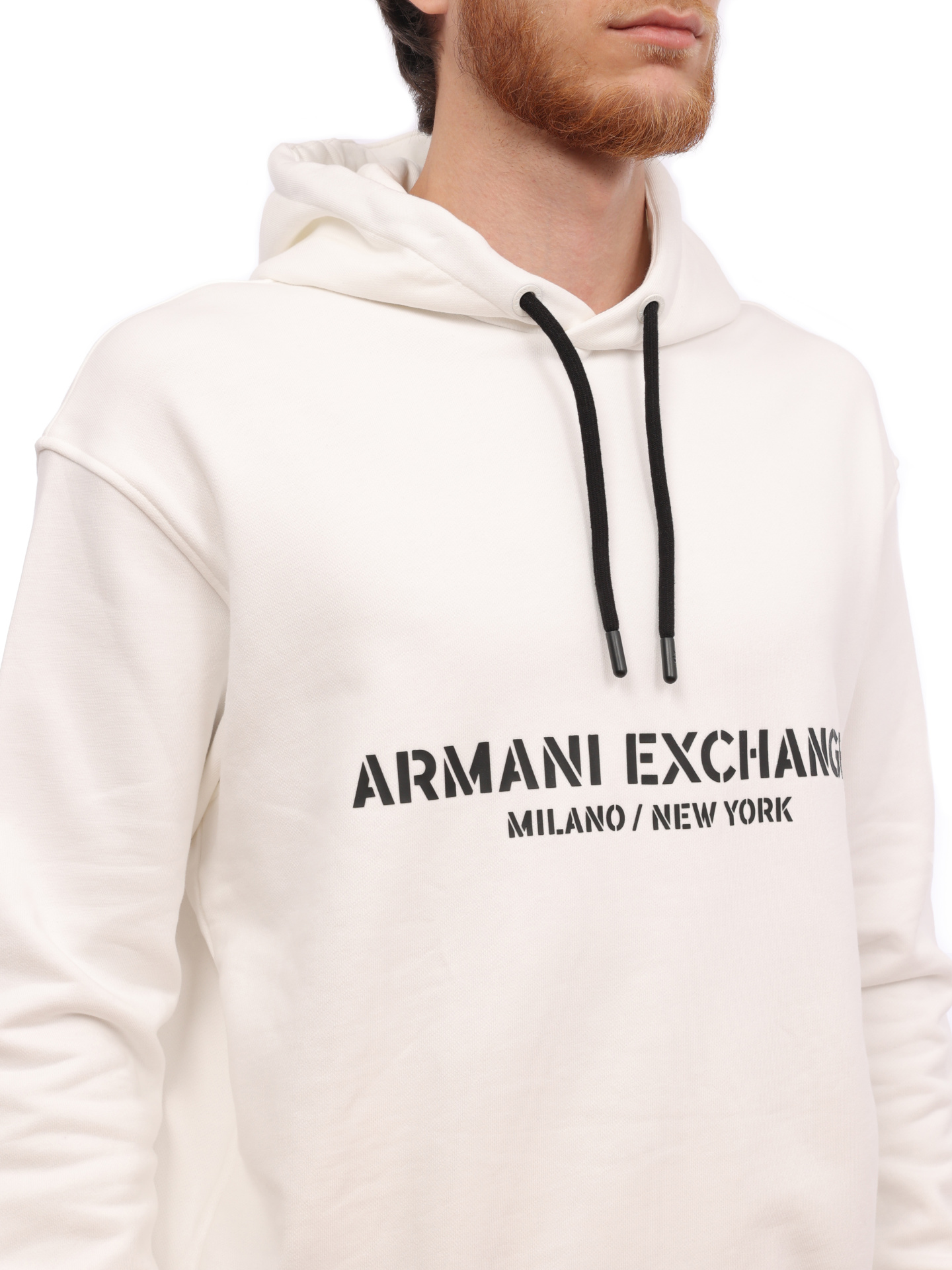 Худи Armani Exchange 6RZMLE ZJ4XZ 1116 белое мужское с логотипом — купить в интернет-магазине Verdistore