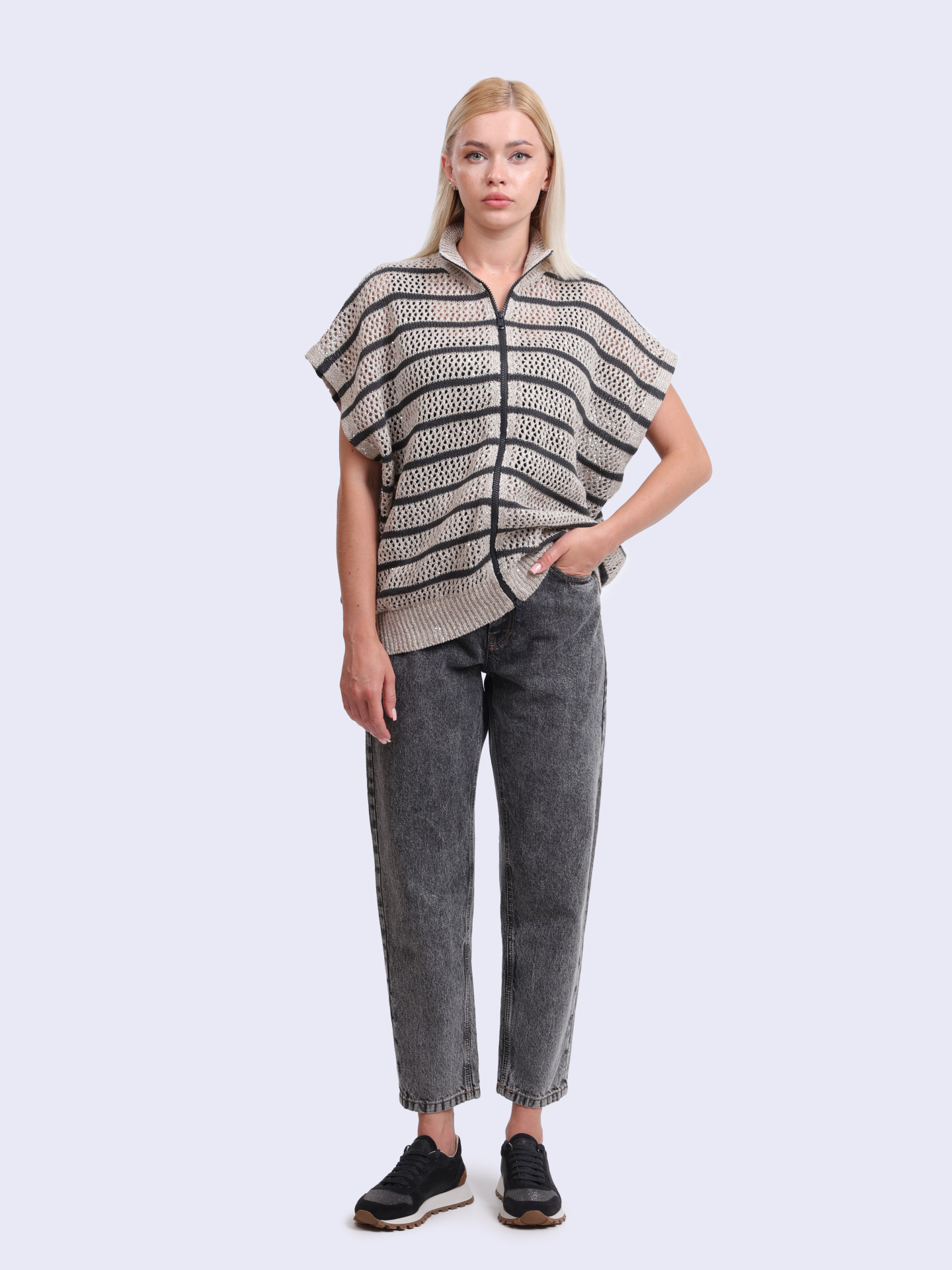 Джинсы Brunello Cucinelli MA095P5732 C7819 серые женские — купить в интернет-магазине Verdistore