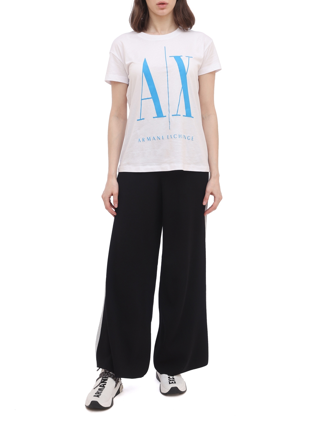 Кюлоты Armani Exchange 3KYP1A YMM8Z черные женские с лампасами — купить в интернет-магазине Verdistore