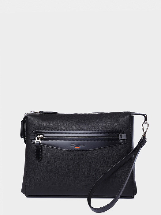 Папка Santoni UFPGA2872FO-ACSUN01 черная мужская из натуральной кожи — купить в интернет-магазине Verdistore