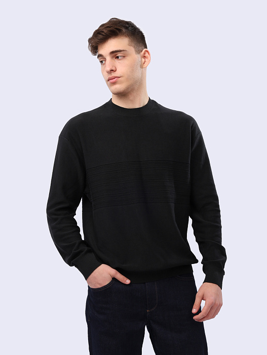 картинка Свитер Armani Exchange 6DZM6J ZMQ7Z 1200 черный мужской из хлопка магазин Verdistore являющийся официальным дистрибьютором в России 