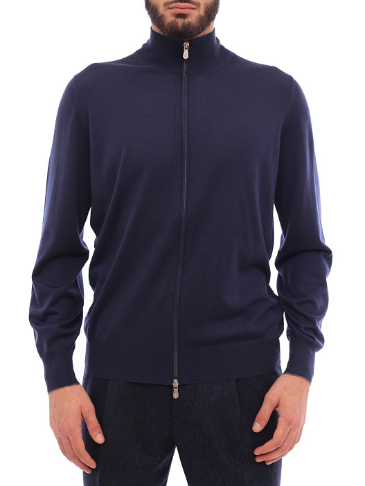 Кардиган Brunello Cucinelli M2400106 CW946 темно-синий мужской из шерсти — купить в интернет-магазине Verdistore