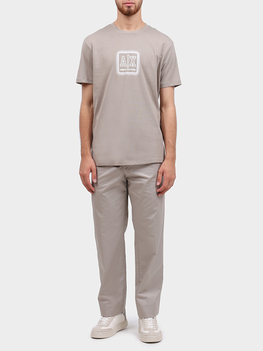 Футболка Armani Exchange XM000545 AF10361 U6167 бежевая мужская с логотипом — купить в интернет-магазине Verdistore