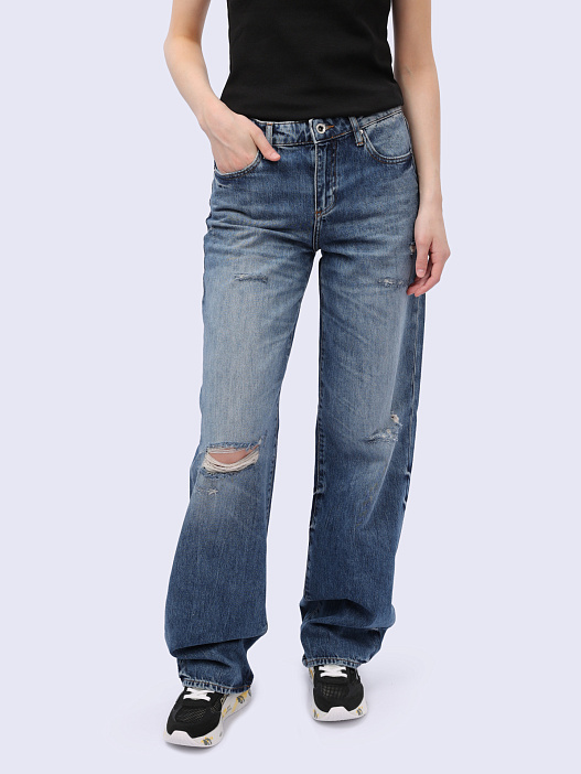 Джинсы Armani Exchange 3DYJ52 Y16GZ 05EK синие женские с потертостями — купить в интернет-магазине Verdistore