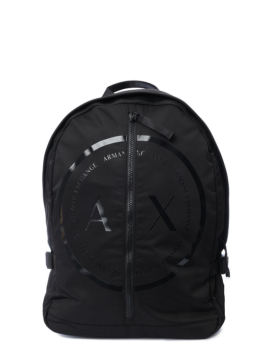 картинка Рюкзак Armani Exchange 952610 4R826 00020 черный мужской с круглым логотипом магазин Verdistore являющийся официальным дистрибьютором в России 