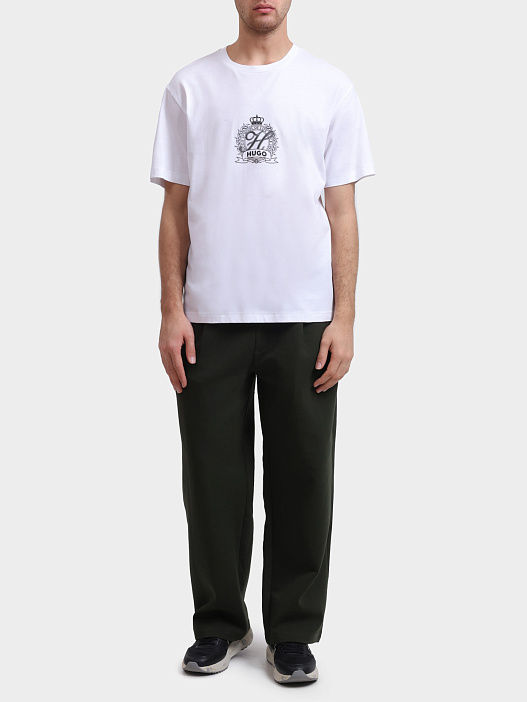 Футболка Hugo Daminor 10258299 мужская белая с принтом — купить в интернет-магазине Verdistore