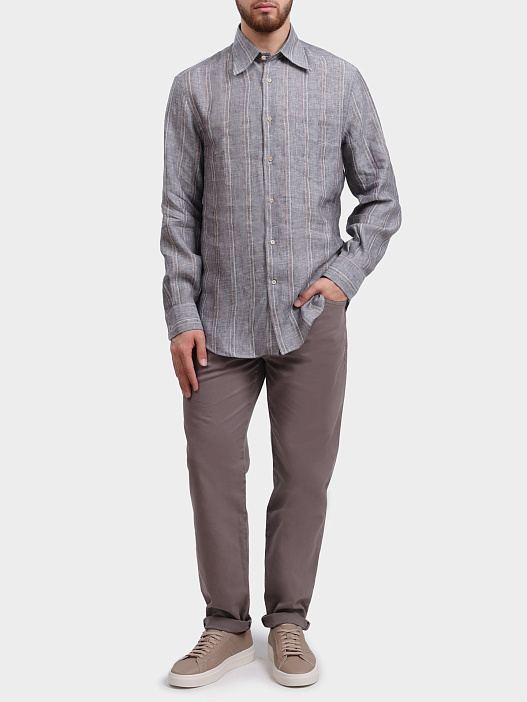 Рубашка Brunello Cucinelli MA6900621 C006 на пуговицах серая мужская — купить в интернет-магазине Verdistore