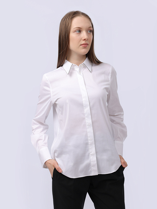 Рубашка Brunello Cucinelli M0091B1367 C159 белая женская — купить в интернет-магазине Verdistore
