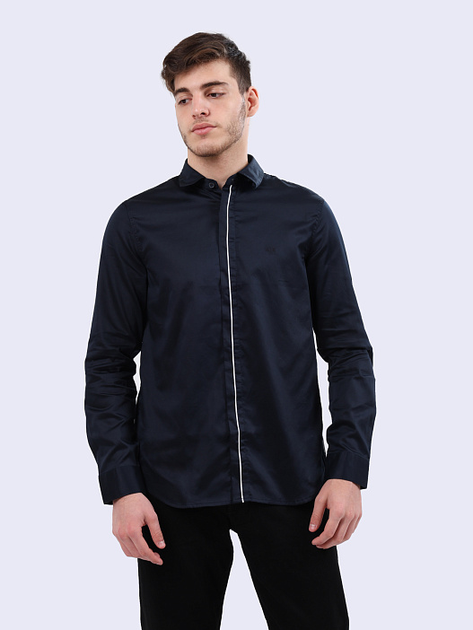 Рубашка Armani Exchange 6DZC27 ZNZRZ 1510 темно-синяя мужская с полоской — купить в интернет-магазине Verdistore