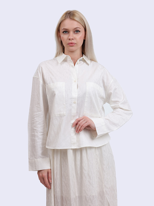 картинка Рубашка Armani Exchange XW000097 AF10820 F0015 белая женская из хлопка магазин Verdistore являющийся официальным дистрибьютором в России 