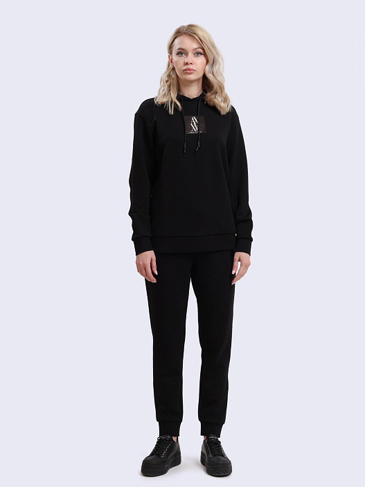 картинка Брюки спортивные Armani Exchange 6DYP79 YJEGZ 1200 черные женские  магазин Verdistore являющийся официальным дистрибьютором в России 