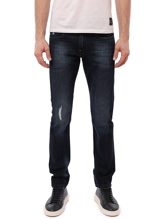 Джинсы Armani Exchange 6ZZJ13 Z1DHZ темно-синие мужские с потёртостями — купить в интернет-магазине Verdistore
