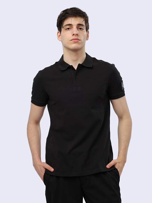 Поло Calvin Klein Jeans J30J323394 BEH черное мужское из хлопка — купить в интернет-магазине Verdistore