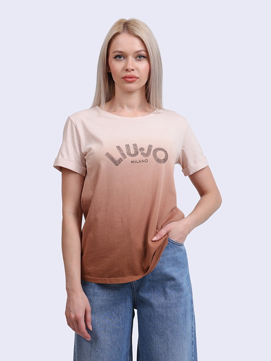 Футболка Liu-Jo TA5267 JS923 M9113 хлопковая женская с логотипом — купить в интернет-магазине Verdistore