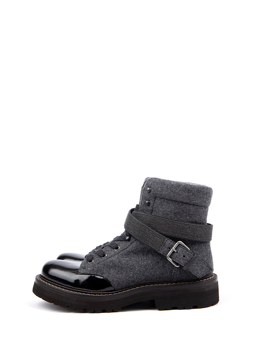 Ботинки Brunello Cucinelli XMZ67G1004 серые женские из текстиля — купить в интернет-магазине Verdistore