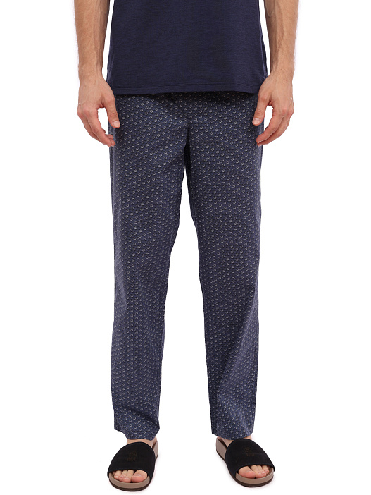 Брюки синие из легкой ткани с мелким принтом — купить в интернет-магазине Verdistore