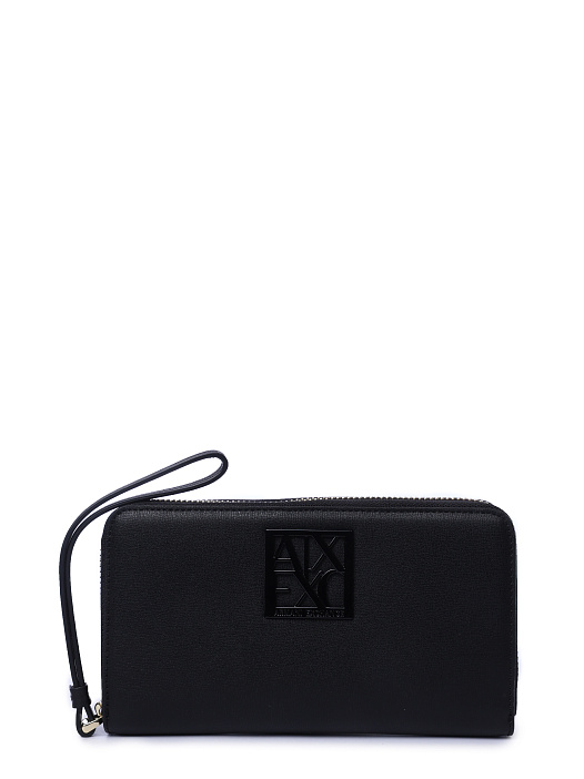 картинка Кошелек Armani Exchange 948486 0A874 00020 черный женский на молнии  магазин Verdistore являющийся официальным дистрибьютором в России 
