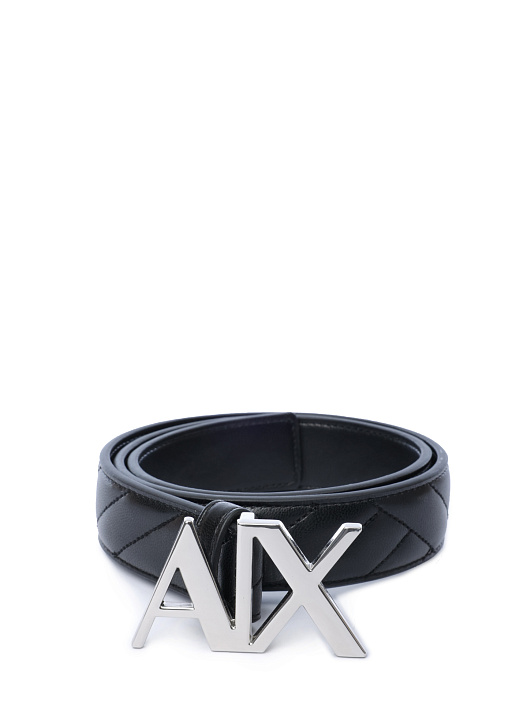 картинка Ремень Armani Exchange 941134 4R742 00020 черный женский стеганый магазин Verdistore являющийся официальным дистрибьютором в России 