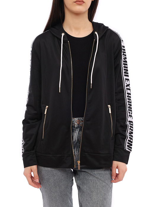Мастерка Armani Exchange 3HYM84 YJ52Z 1200 чёрная женская с контрастными панелями — купить в интернет-магазине Verdistore