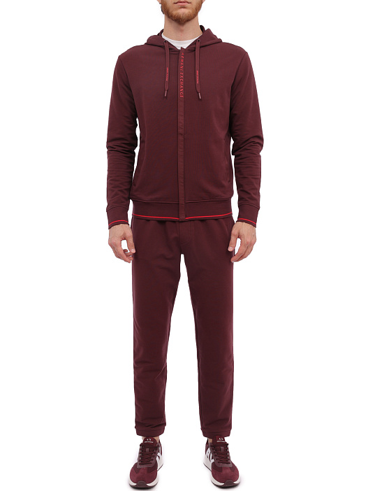 Мастерка Armani Exchange 8NZM82 ZJH3Z 14AU бордовая мужская с контрастной полосой — купить в интернет-магазине Verdistore