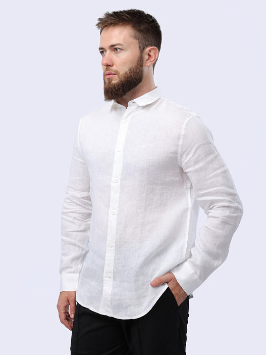 Рубашка Armani Exchange 8NZC50 ZNCFZ 1100 белая мужская из льна — купить в интернет-магазине Verdistore