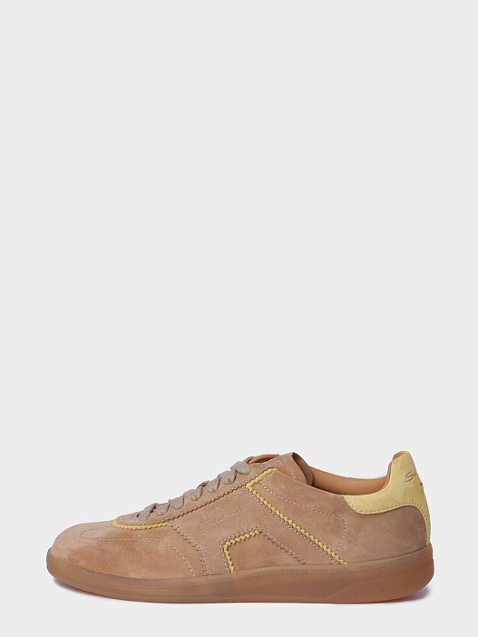 Кеды Santoni WBPG61463FAITUBYC13 бежевые женские с желтой контрастной окантовкой — купить в интернет-магазине Verdistore