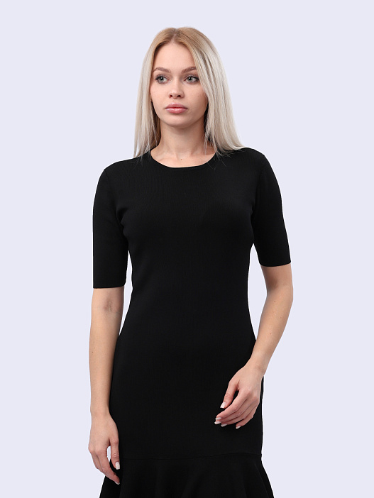 картинка Платье Armani Exchange XW000048 AF10352 UC001 черное женское с воланами магазин Verdistore являющийся официальным дистрибьютором в России 