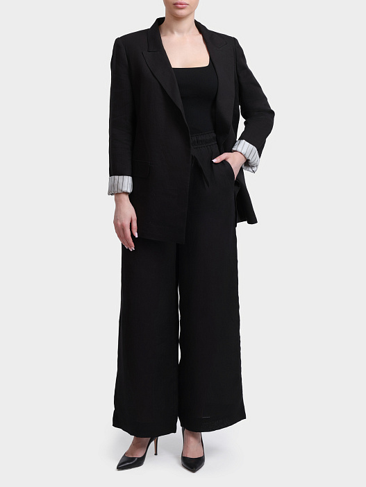 Брюки Marella Sport MLSUOMO 006 черные женские льняные прямого кроя — купить в интернет-магазине Verdistore