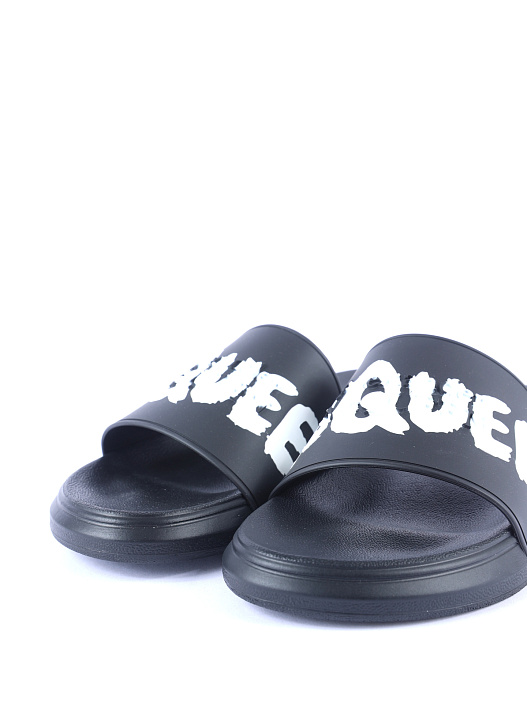 Шлепанцы Alexander McQueen 682490 W4QS3 1070 резиновые мужские черные — купить в интернет-магазине Verdistore