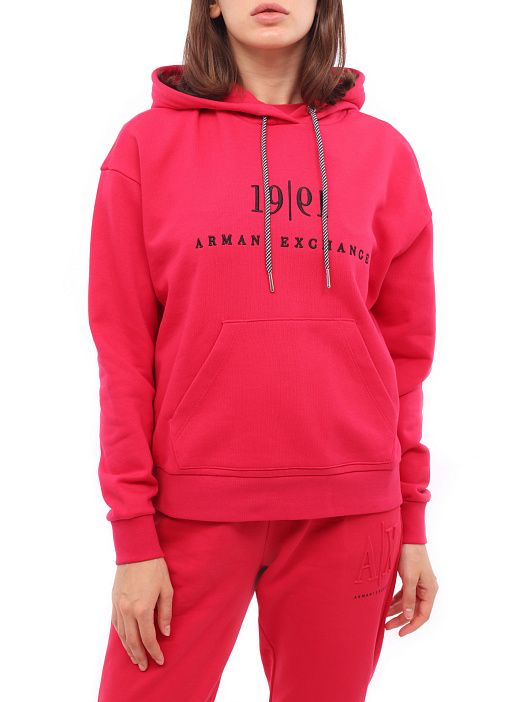 Худи Armani Exchange 6KYM72 YJ3NZ 1492 красное женское с логотипом — купить в интернет-магазине Verdistore