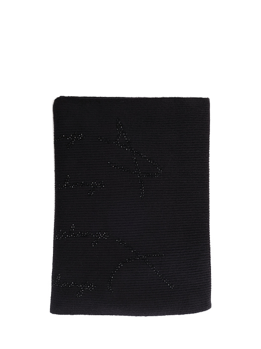картинка Шарф Armani Exchange 944614 4F304 00020 черный женский вязаный магазин Verdistore являющийся официальным дистрибьютором в России 