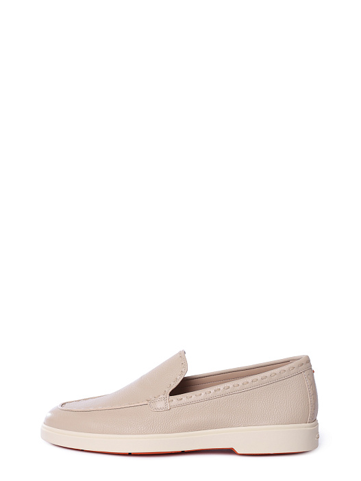 картинка Лоферы Santoni WUYG71436TISSWKAP10 молочные женские из кожи магазин Verdistore являющийся официальным дистрибьютором в России 