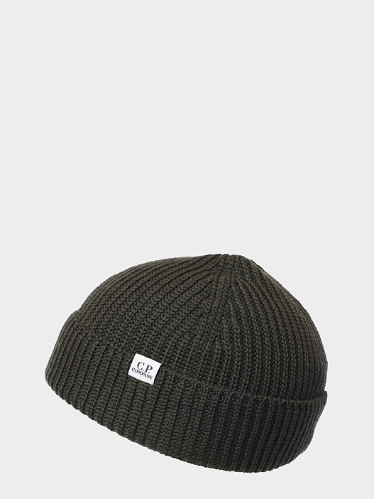 Шапка C.P. Company 19CMAC164A-005509A 683 оливковая мужская из шерсти — купить в интернет-магазине Verdistore