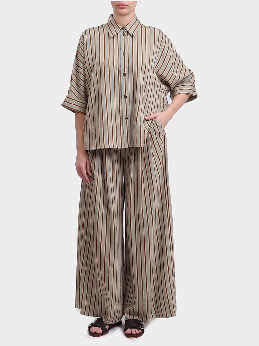 Брюки Liu-Jo BLACK LABEL CA6089 T553A P9641 зеленые женские свободного кроя с принтом полос — купить в интернет-магазине Verdistore