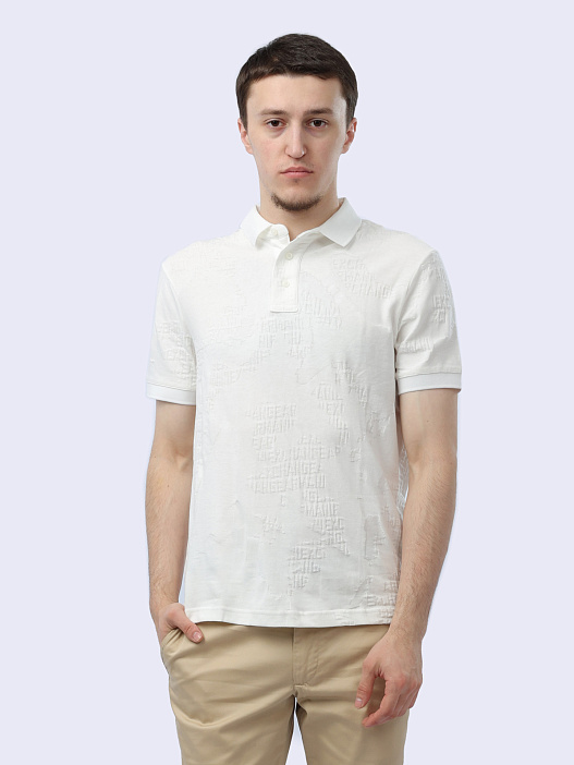 Поло Armani Exchange 3DZFLG ZJ85Z 51AQ белое мужское из текстурной ткани — купить в интернет-магазине Verdistore