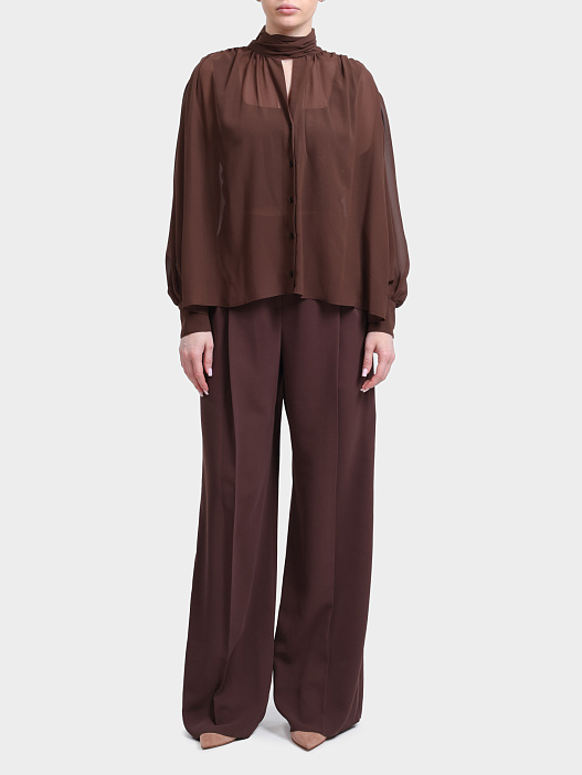 Блуза Marella 365 MLTGIURIA 003 коричневая женская полупрозрачная — купить в интернет-магазине Verdistore