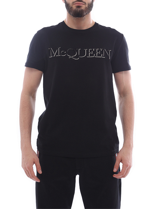 Футболка Alexander McQueen 649876 QRZ56 0901 черная мужская — купить в интернет-магазине Verdistore