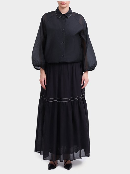 Блуза Peserico S06457 8372 705 черная женская свободного кроя с резинкой к низу — купить в интернет-магазине Verdistore