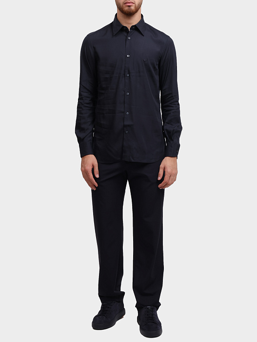 Рубашка Emporio Armani EM001537 AF14214 UB118 темно-синяя мужская — купить в интернет-магазине Verdistore