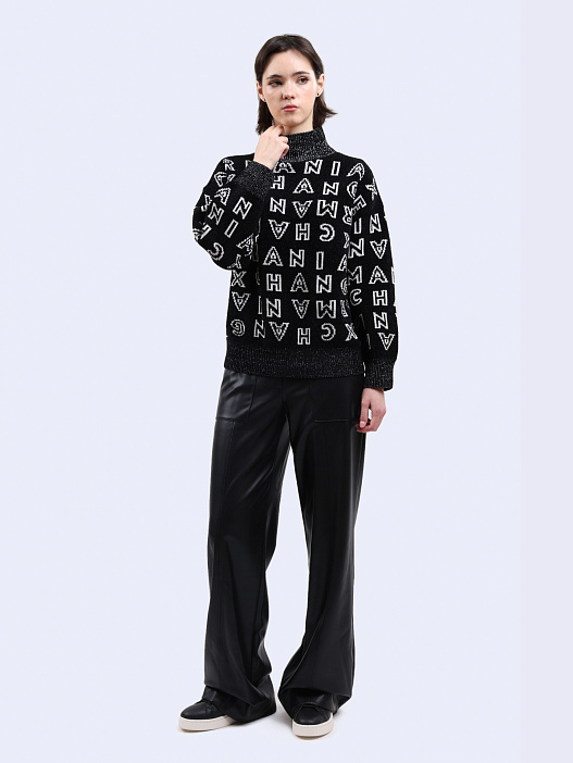 Брюки Armani Exchange 6DYP23 YNNNZ 1200 черные женские из эко-кожи — купить в интернет-магазине Verdistore