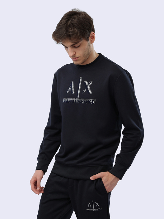 Свитшот Armani Exchange 8NZMSA Z9N1Z 1583 темно-синий мужской с логотипом — купить в интернет-магазине Verdistore
