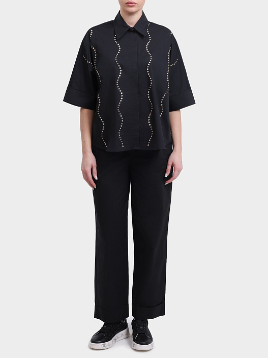 Блузка Liu-Jo BLACK LABEL CA6345 TS246 22222 черная женская укороченная  — купить в интернет-магазине Verdistore