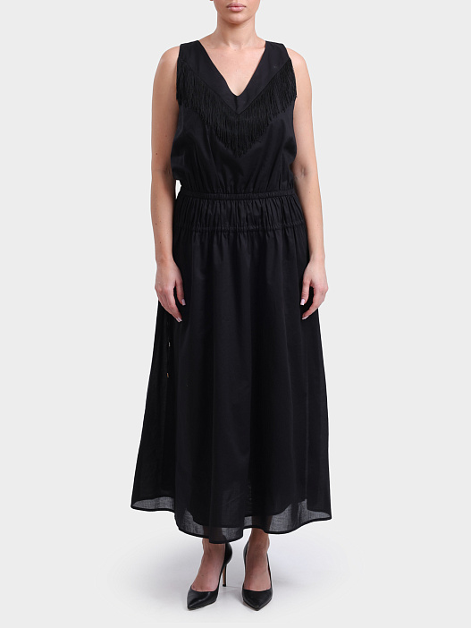 Платье Pinko 103740 A1XN Z99 черное женское украшенное бахромой на воротнике — купить в интернет-магазине Verdistore
