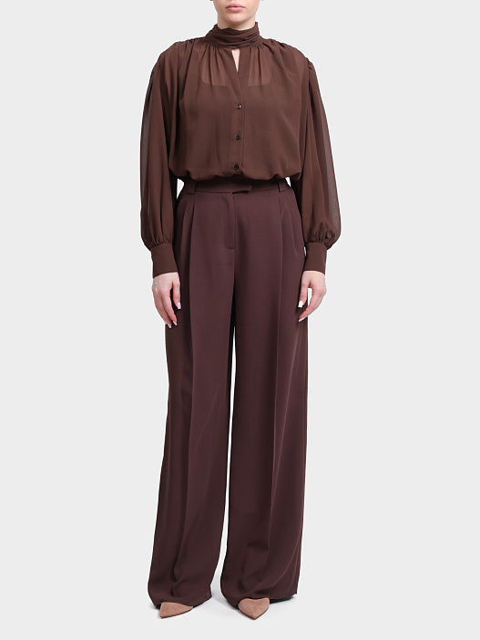 Брюки Marella 365 MLTAIRONE 003 коричневые женские прямого кроя — купить в интернет-магазине Verdistore