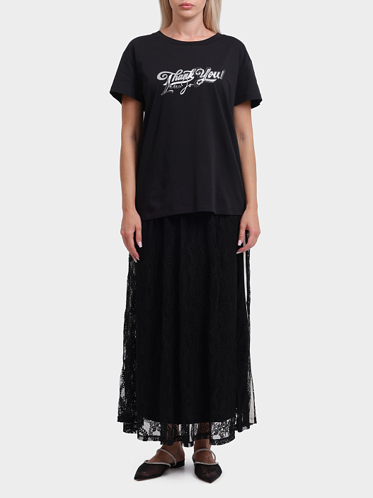 Футболка Liu-Jo TF5279 JS003 M9774 черная женская из хлопка — купить в интернет-магазине Verdistore