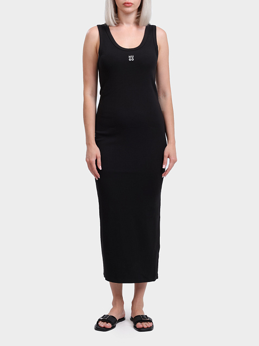 Платье Hugo 50514521 001 черное женское с логотипом — купить в интернет-магазине Verdistore